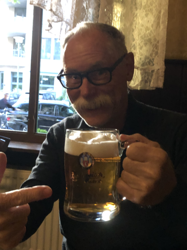 After many visits, Bruce discovered our favourite German pub served Budvar. Happy! Berlin DE