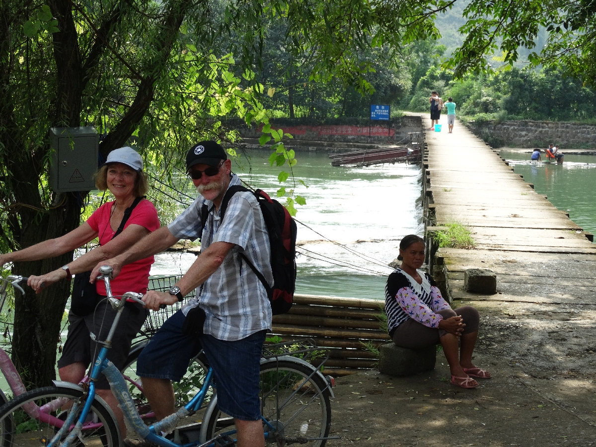 Biker riding near Yangshuo, China