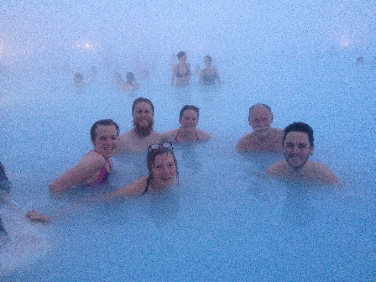 Swimming in the Blue Lagoon (37C) in the snow near Reykjavik IS