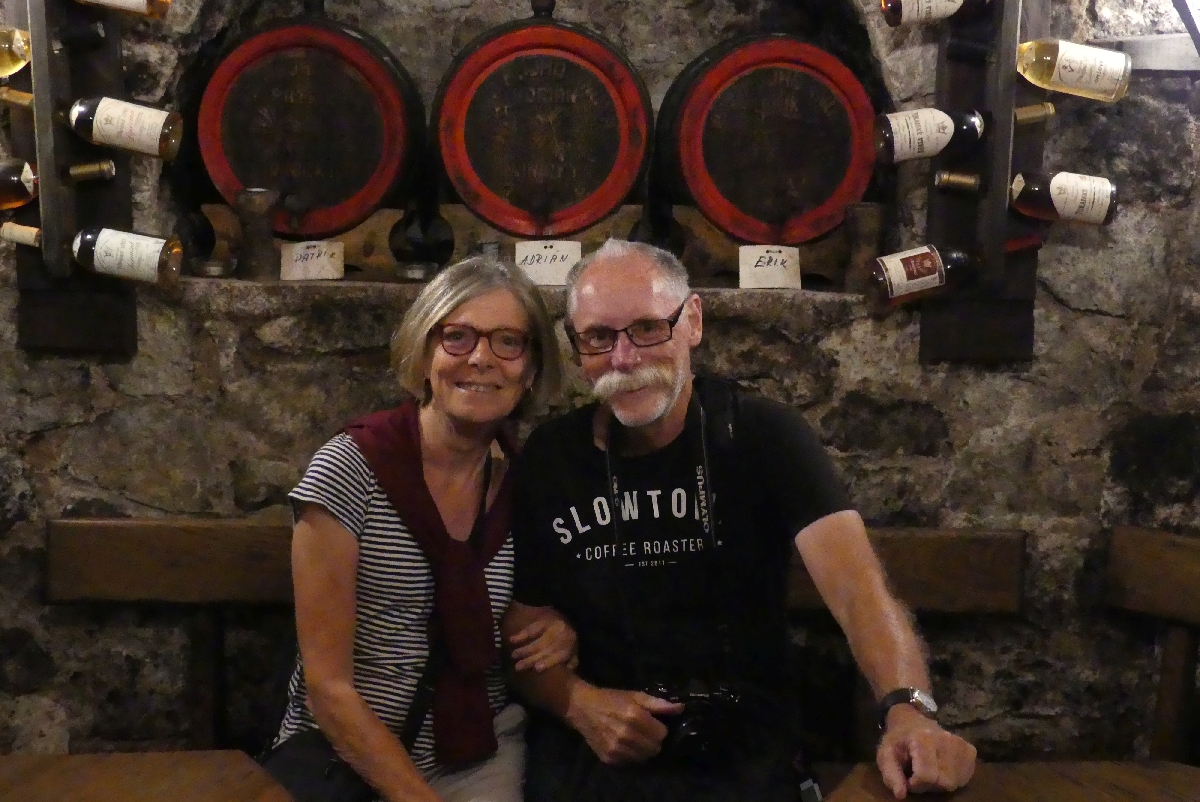 Bruce and Thea at Zlatý Strapec winery, Viničky SK