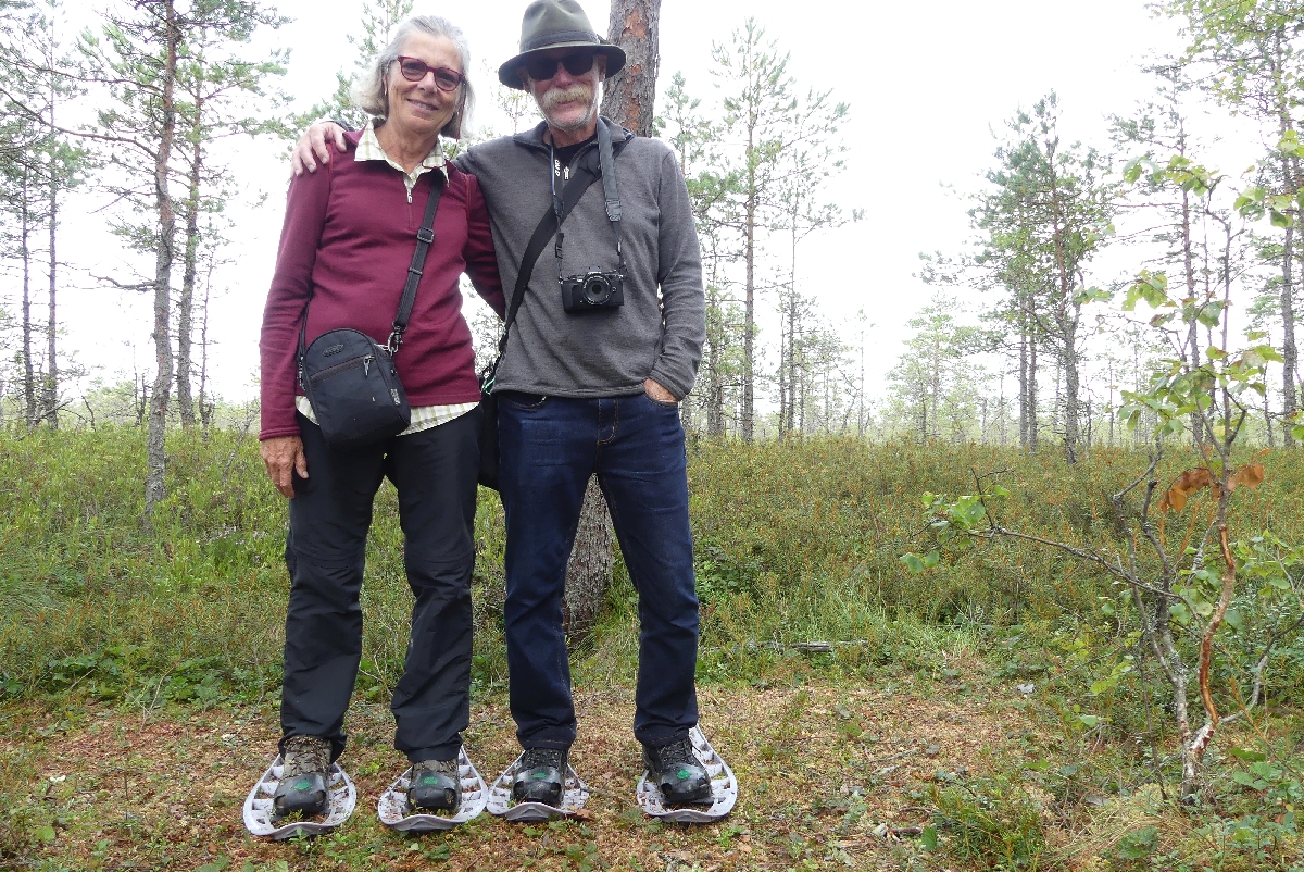 Bruce & Thea in bog shoes, Wilderness Trip in Soomaa National Park EE