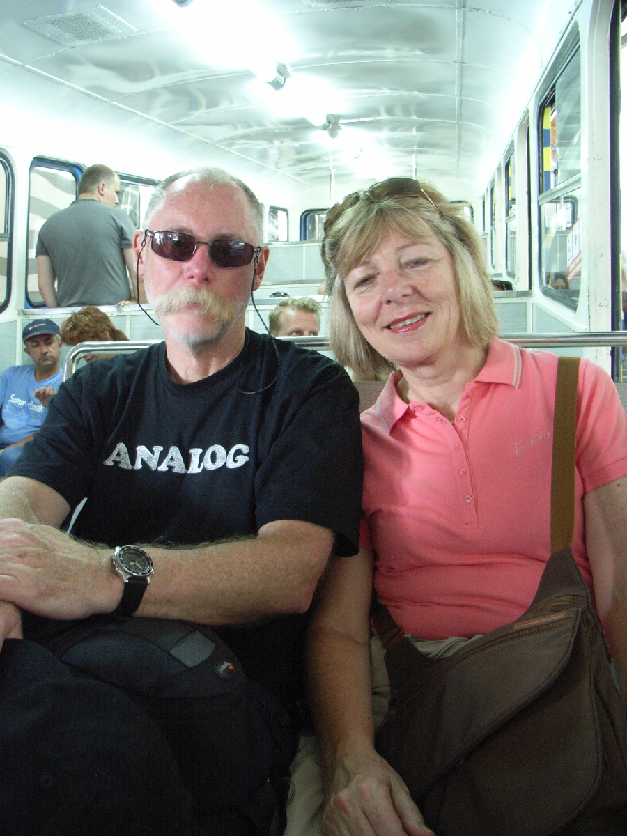 Bruce & Thea in the zebra cable car at Tibidabo
