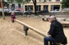 Brianna and Bruce on the see-saw. Berlin DE