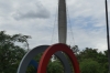 Bicentennial Lighthouse and historical sculpture in Bicentennial Park, Córdoba AR