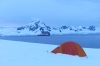 Sleeping on the ice at Leith Cove in Paradise Bay. Antarctica