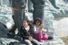 Children at the foot of the Atatürk  statue at the Turkish Monument, Gallipoli Peninsula TR