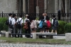 School children learning about the A-Bomb Dome, formerly the Hiroshima Prefectural Industrial Promotion Hall, Japan