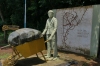 Statue of el Vasco de la Carretilla, from Basque region Spain, and the route he pushed his wheelbarrow in SouthAmerica before settling at Iguazú Falls, on River Iguazú AR