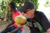 Enjoying coconut, Kidichi Spice Farm, Zanzibar Island, Tanzania