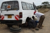 Helping a breakdown on the rough raod out of Masaimara, Kenya