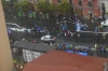 Our vantage point of the demonstration and the Daka Rally from the Hotel Presidente (Through a dirty window), La Paz BO