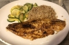 Cajun fish with dirty rice and squash, New Orleans LA