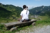 Hayden & Pepe enjoy the mountain view to Malbun, Leichtenstein