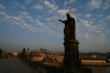 Early morning on the Charles Bridge in Prague CZ.