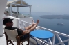 Bruce enjoying the sun at Anita's Villa, Imerovigli - room 7, Santorini GR