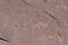 Wadi Rum - Nabataean rock art, camels pointing to Mecca JO